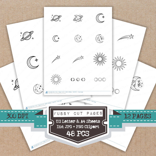 Line Art Celestial Fussy Cut Sheets (DDD014493)