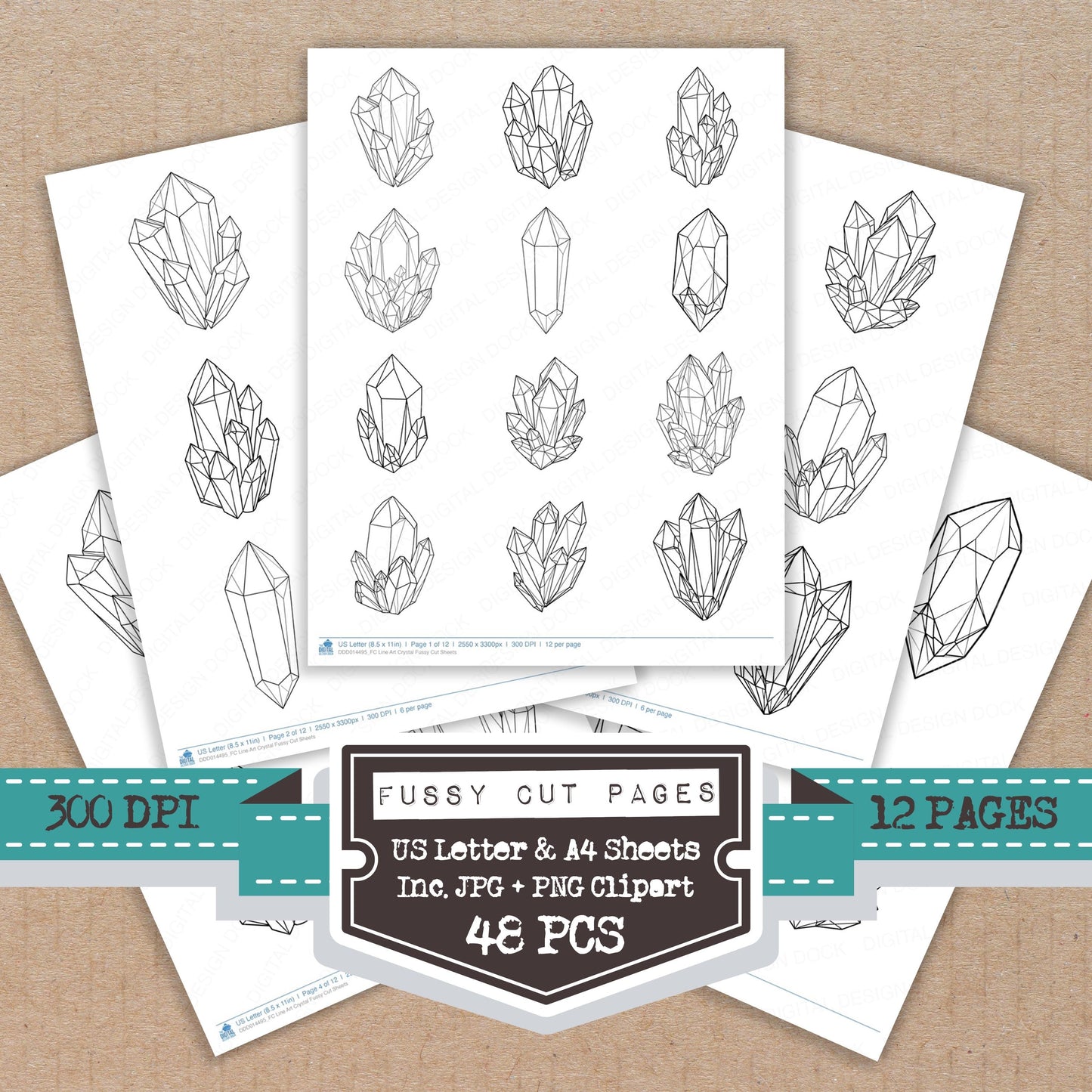Line Art Crystal Fussy Cut Sheets (DDD014495)
