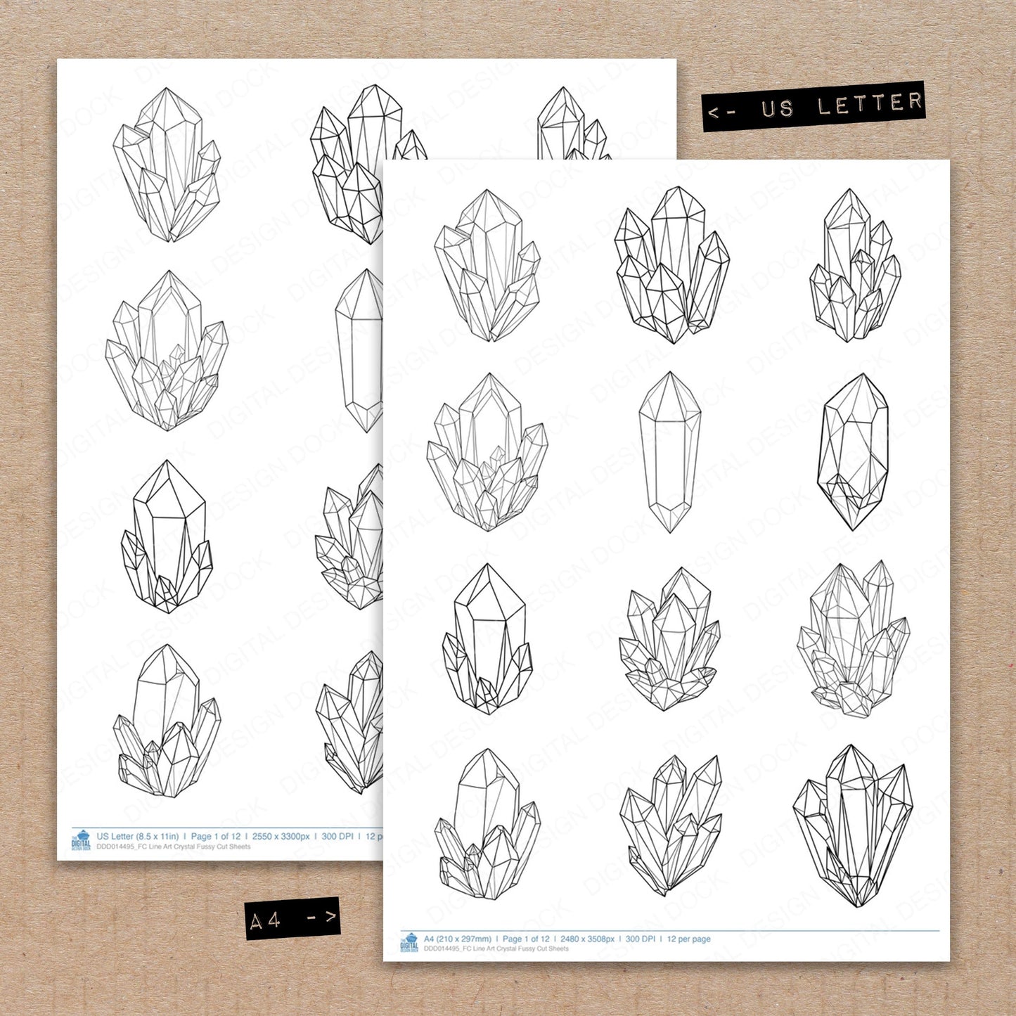 Line Art Crystal Fussy Cut Sheets (DDD014495)