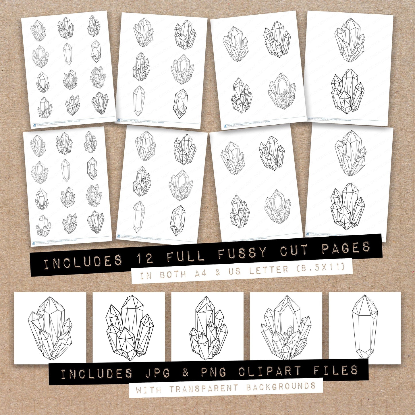 Line Art Crystal Fussy Cut Sheets (DDD014495)