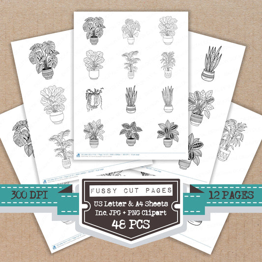 Line Art Houseplant Fussy Cut Sheets (DDD014496)