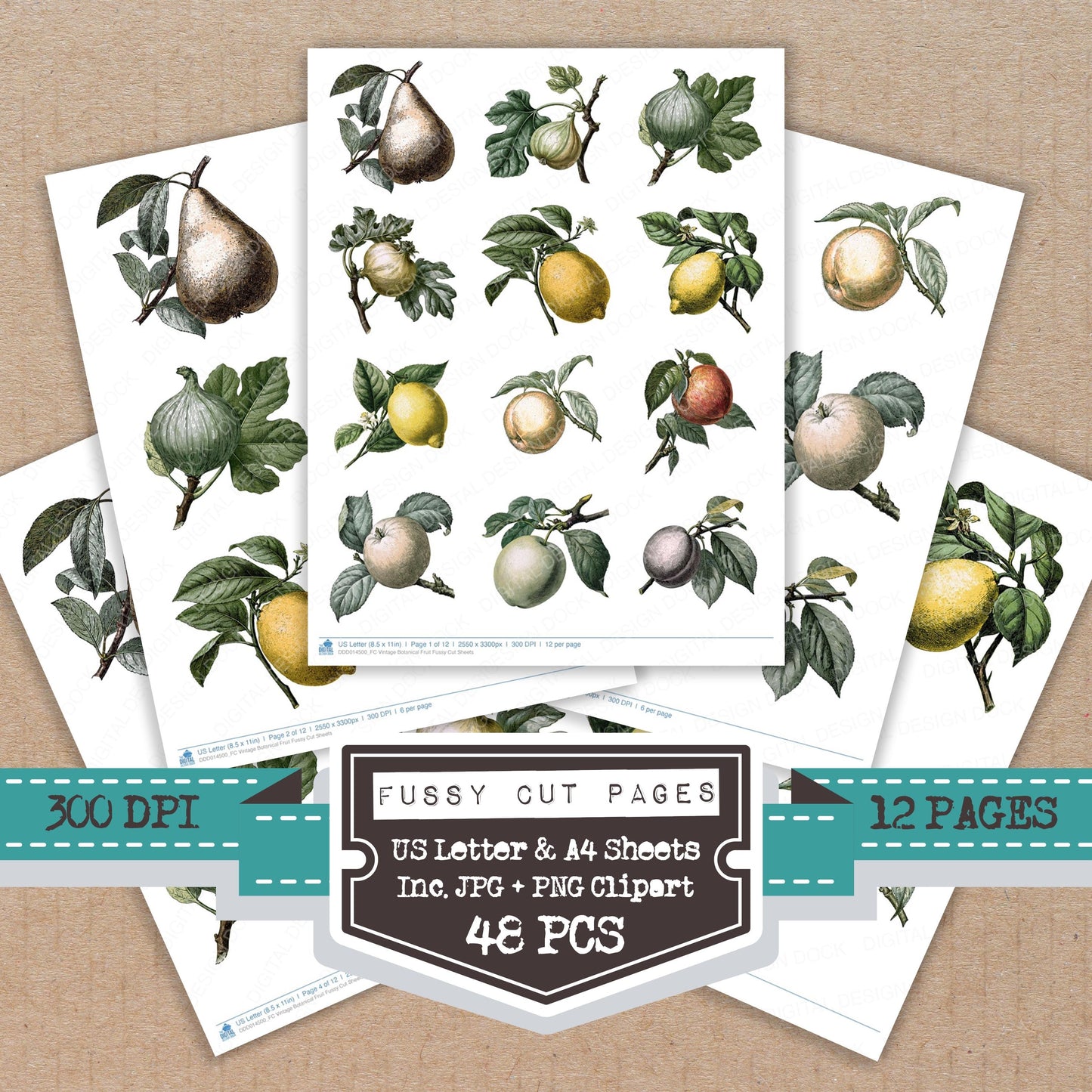 Vintage Botanical Fruit Fussy Cut Sheets (DDD014500)