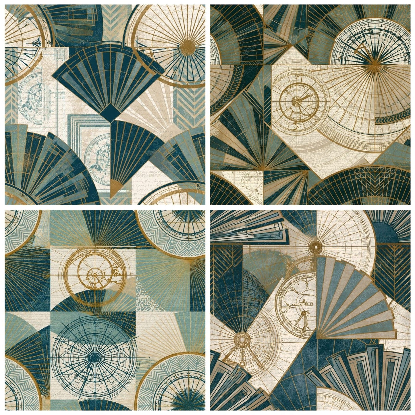 Art Deco Astrolabe Slate Sand Seamless Digital Paper Pack (DDD014505)