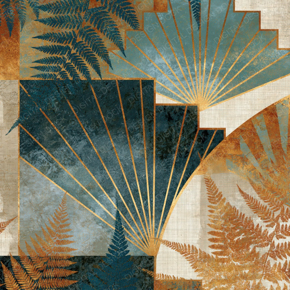 Art Deco Fossilised Ferns Linen Slate Digital Paper Pack (DDD014506)