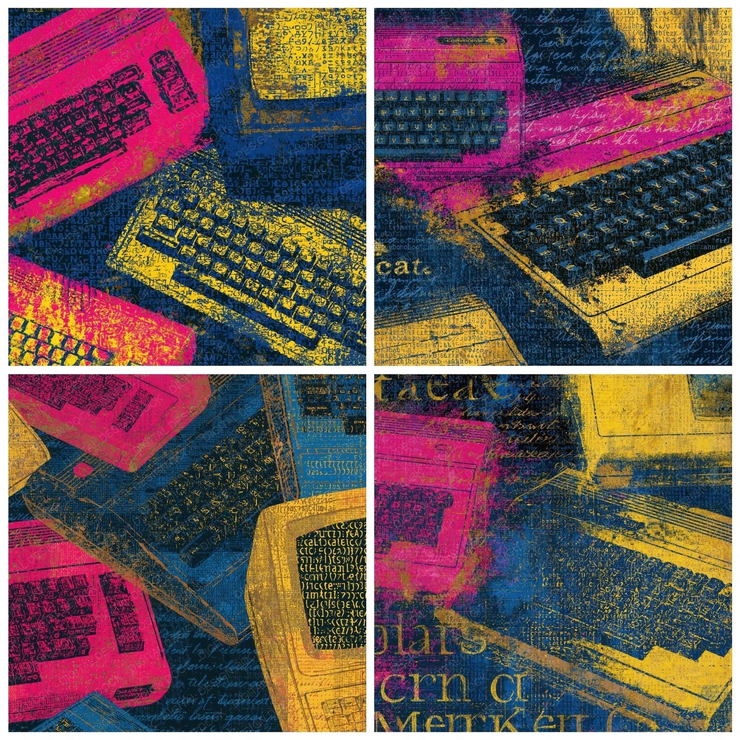 ASCII Commodore 64 Pink Yellow Navy Digital Paper Pack (DDD014507)