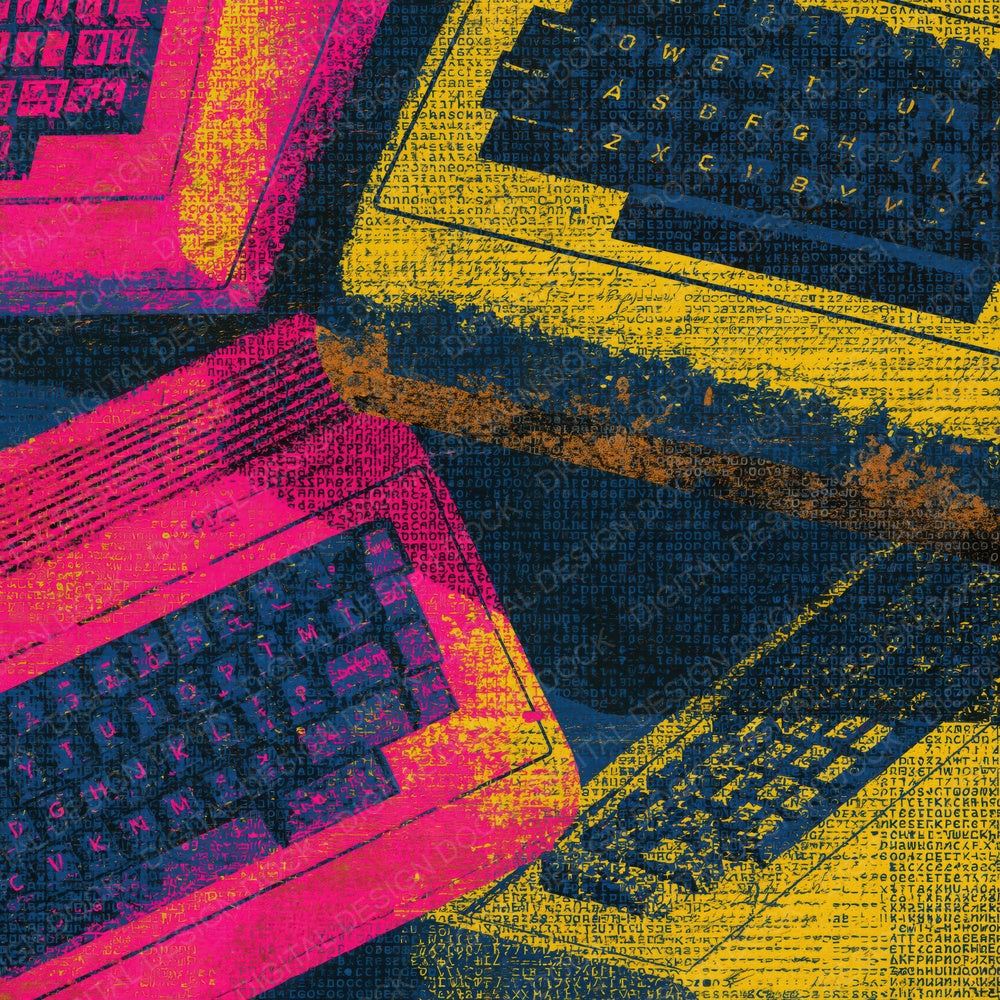 ASCII Commodore 64 Pink Yellow Navy Digital Paper Pack (DDD014507)