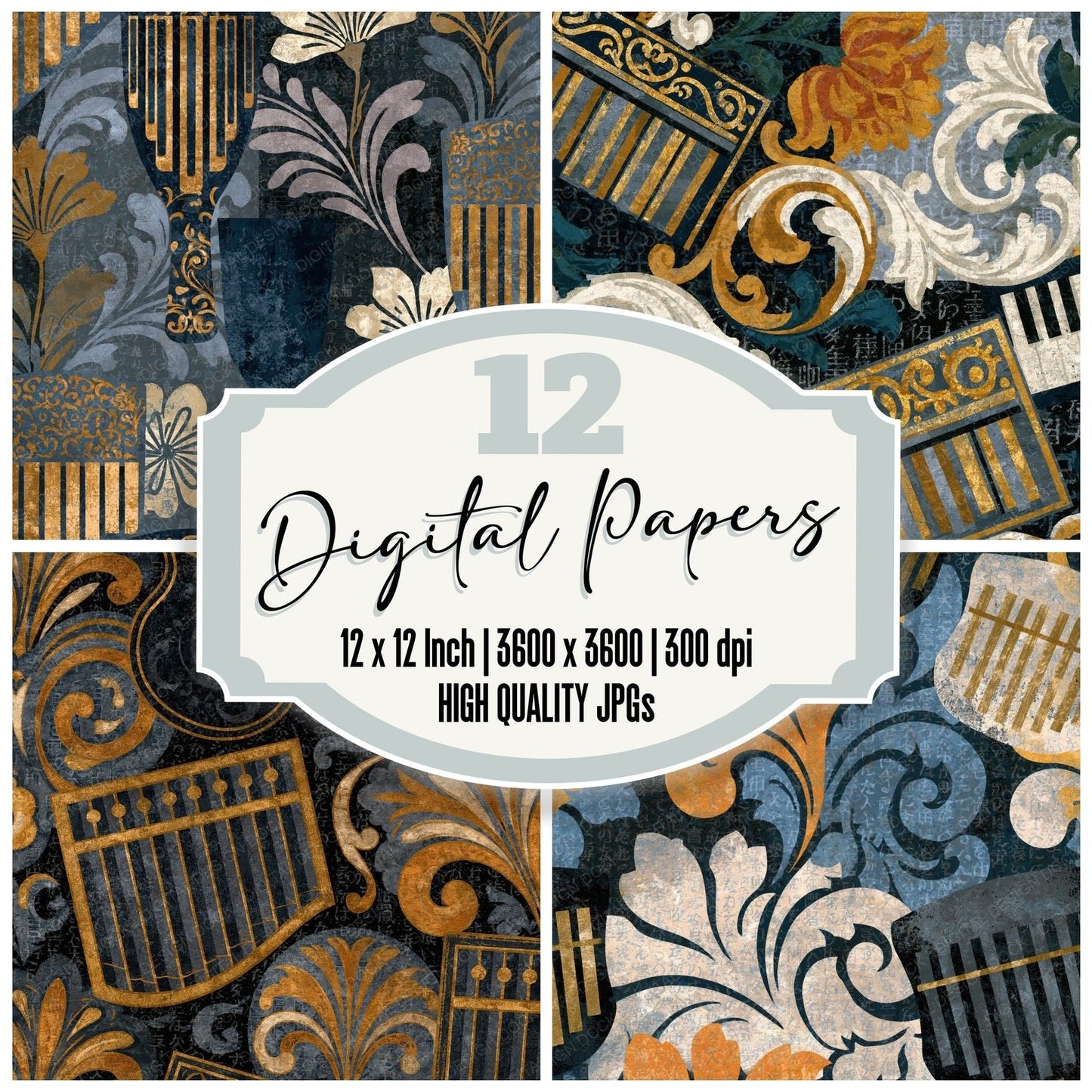 Baroque Kalimbas Gunmetal Pearl Digital Paper Pack (DDD014508)