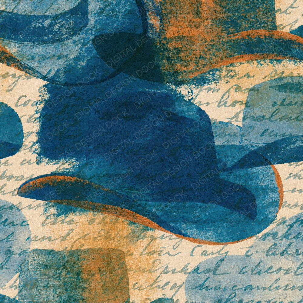 Cyanotype Cowboy Hats Butter Sage Digital Paper Pack (DDD014511)