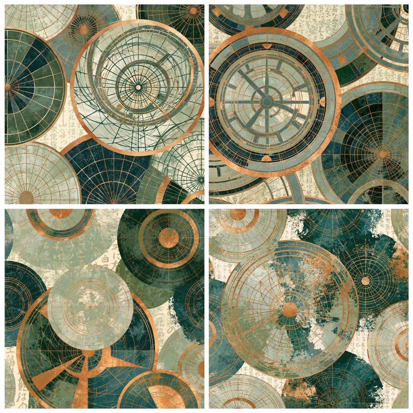 Egg Tempera Astrolabe Sage Forest Digital Paper Pack (DDD014513)