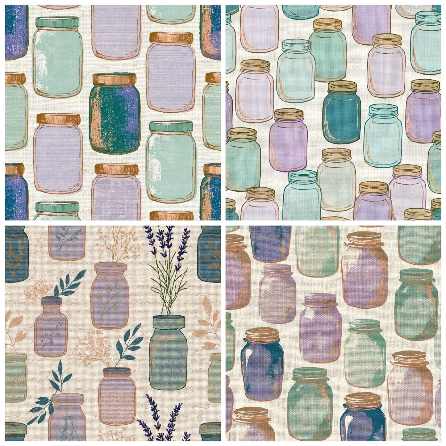 Embroidery Preserve Jars Lilac Mint Digital Paper Pack (DDD014514)