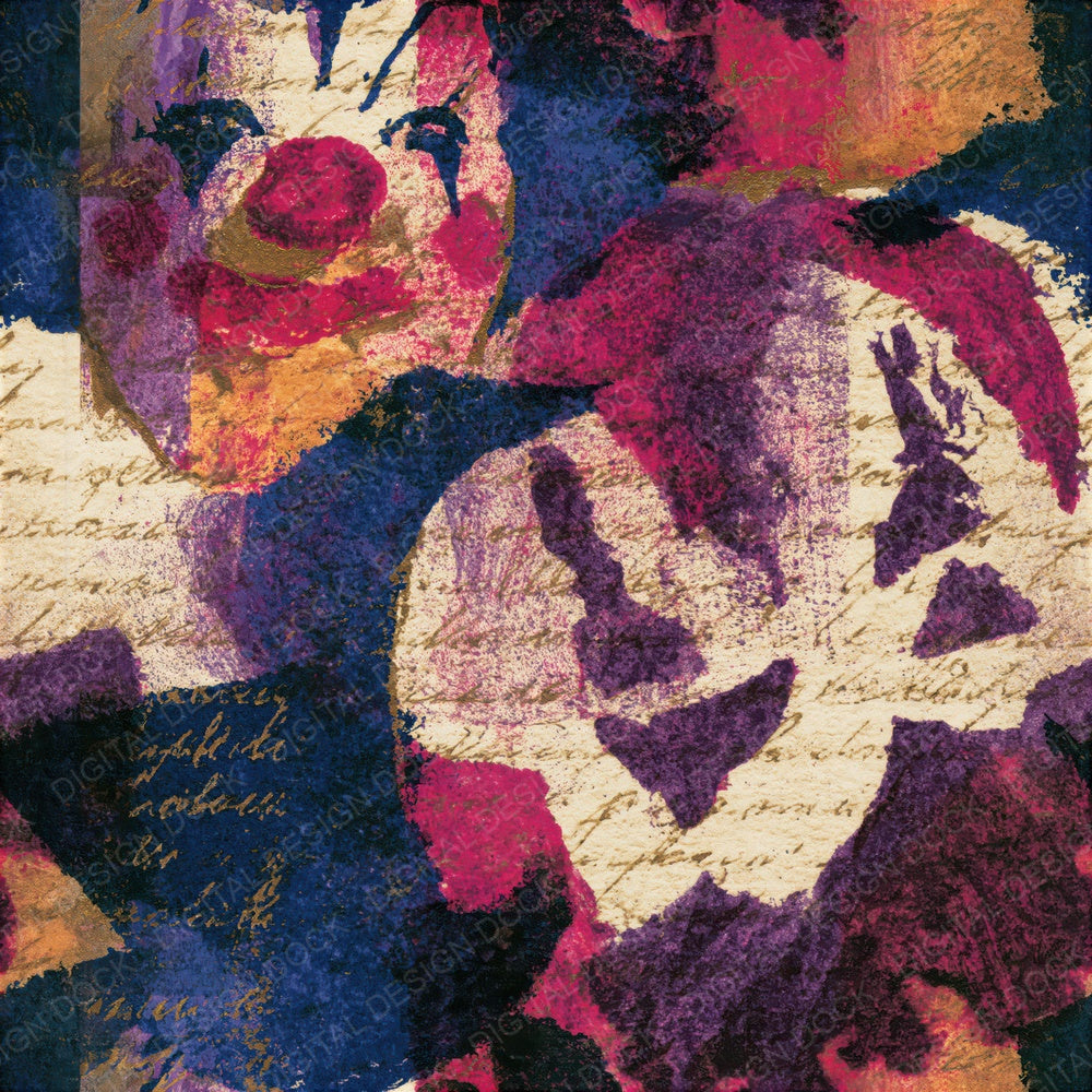 Etching Clown Silhouettes Raspberry Plum Seamless Digital Paper Pack (DDD014517)