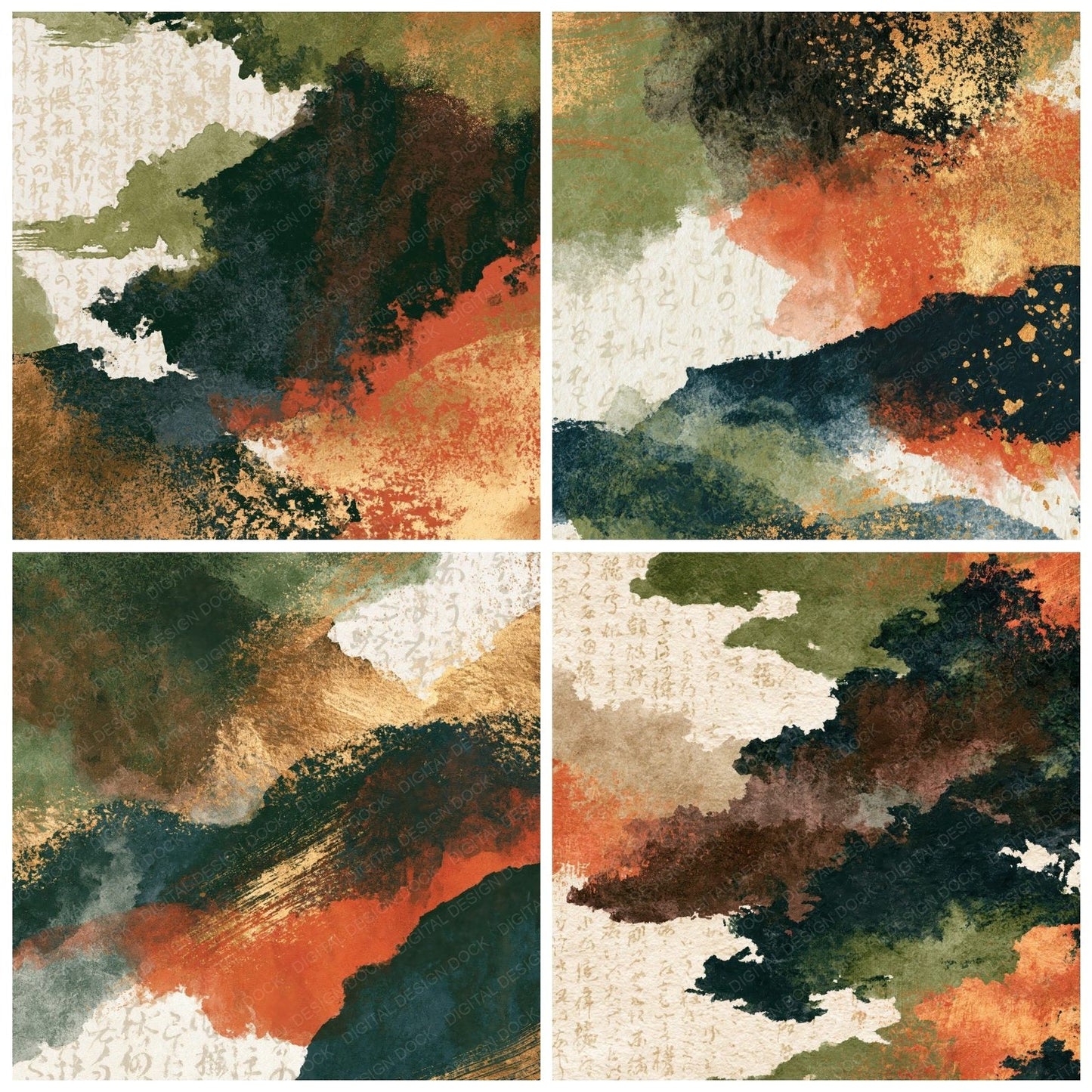 Sumi-e Amber Magenta Texture Digital Paper Pack (DDD014523)