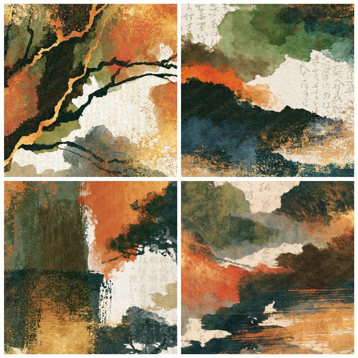 Sumi-e Amber Magenta Texture Digital Paper Pack (DDD014523)