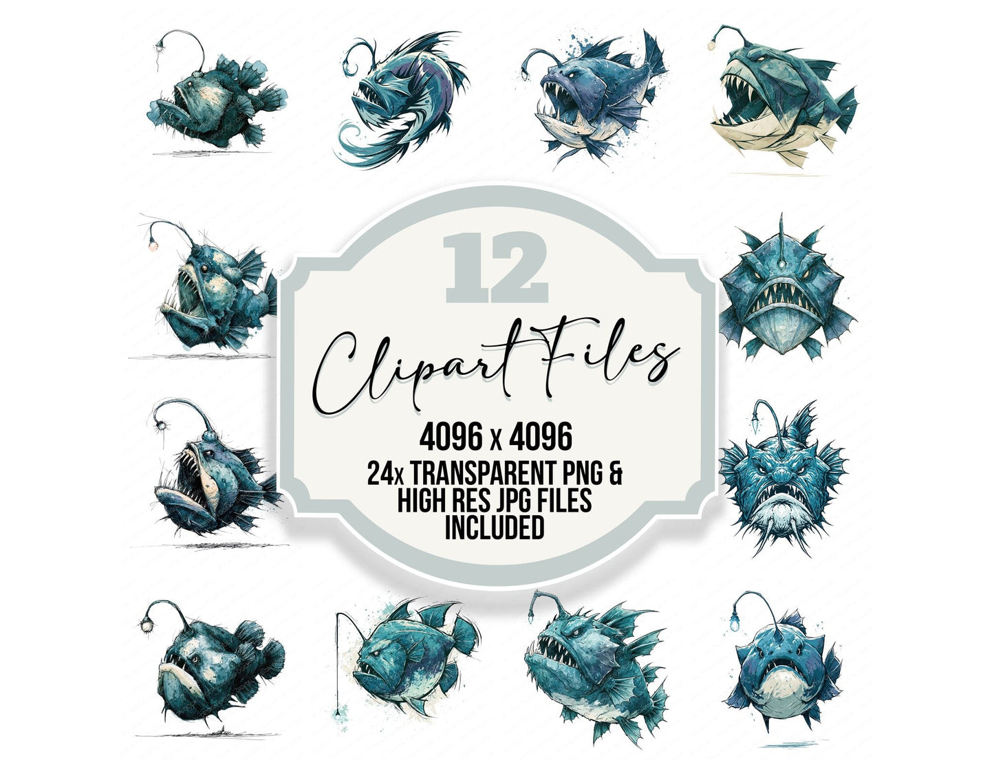 Stylised Anglerfish Clipart Set (DDD014525)