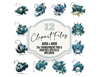 Stylised Anglerfish Clipart Set (DDD014525)