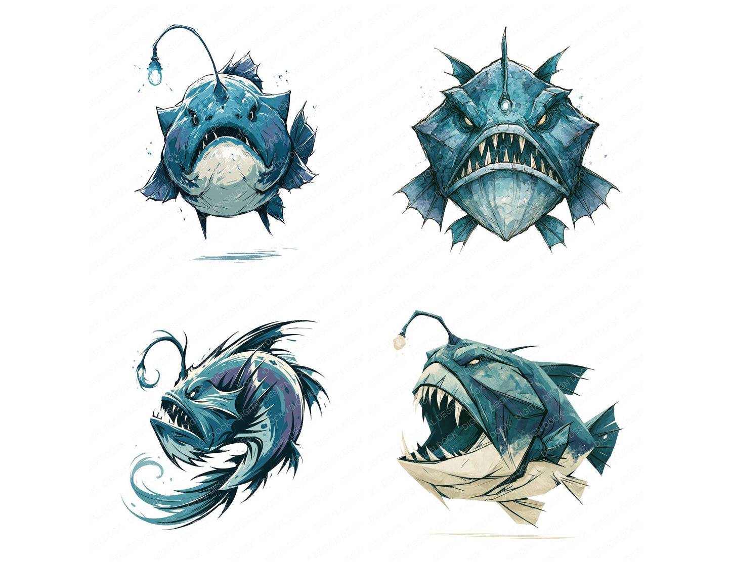 Stylised Anglerfish Clipart Set (DDD014525)