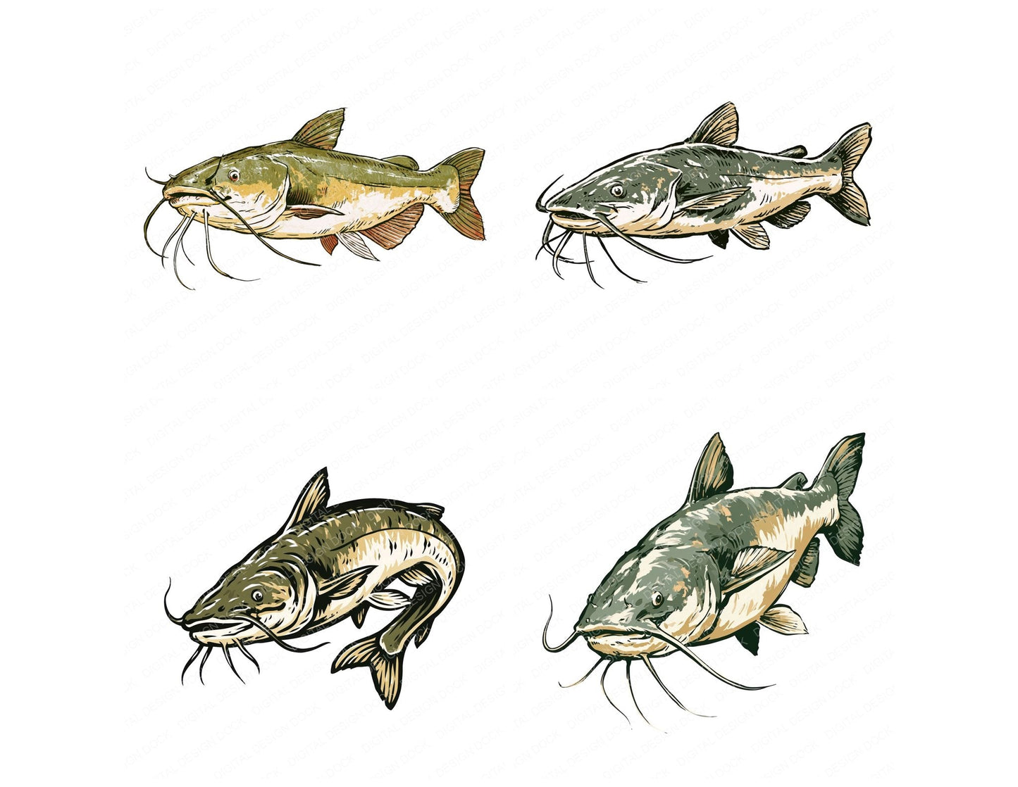 Stylised Catfish Clipart Set (DDD014527)