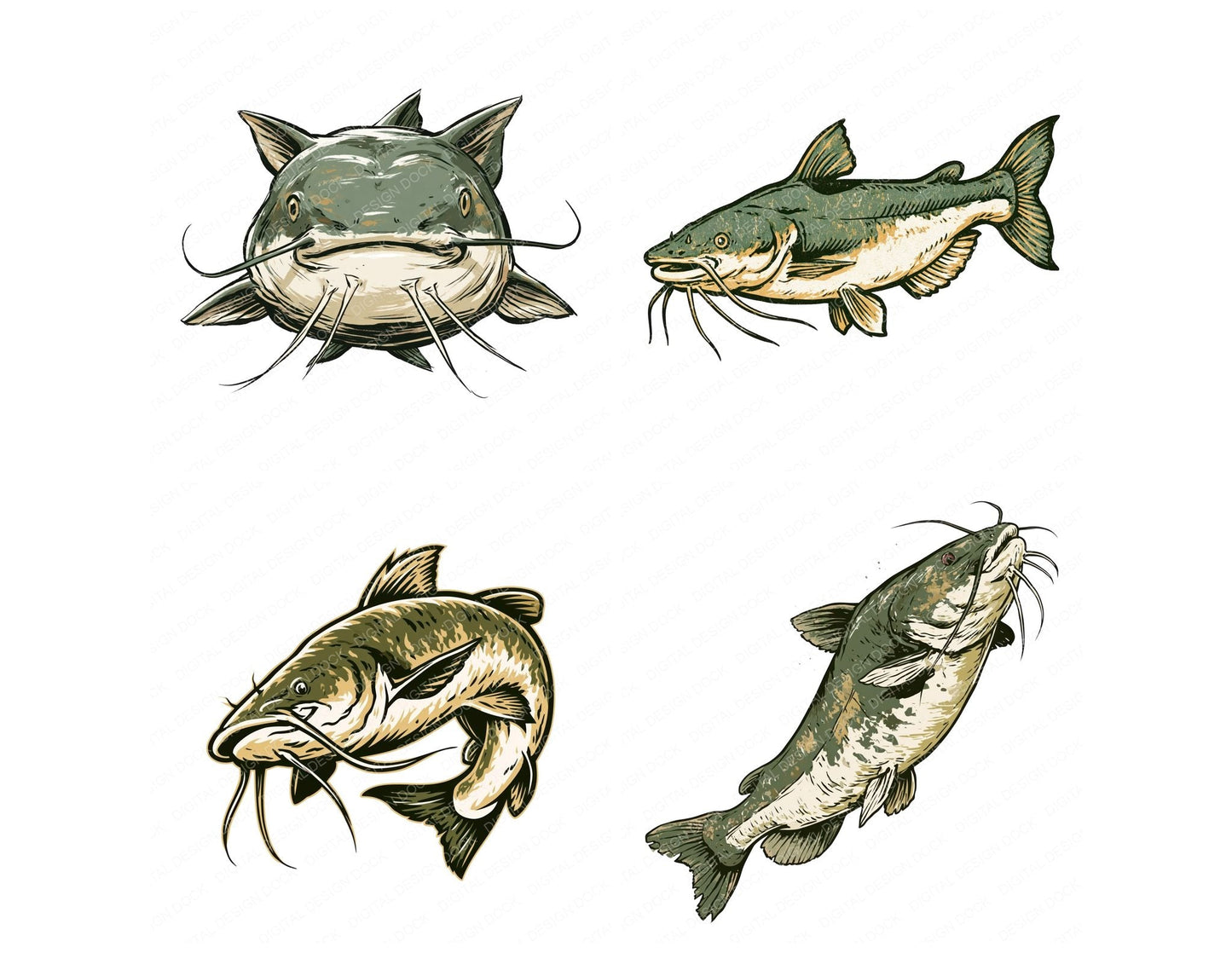 Stylised Catfish Clipart Set (DDD014527)