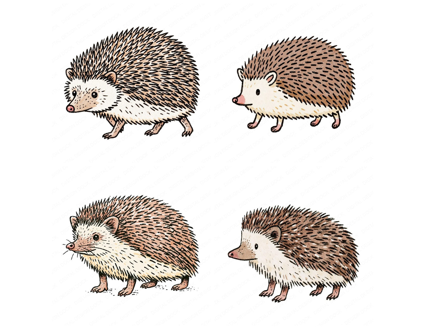 Stylised European Hedgehog Clipart Set (DDD014530)