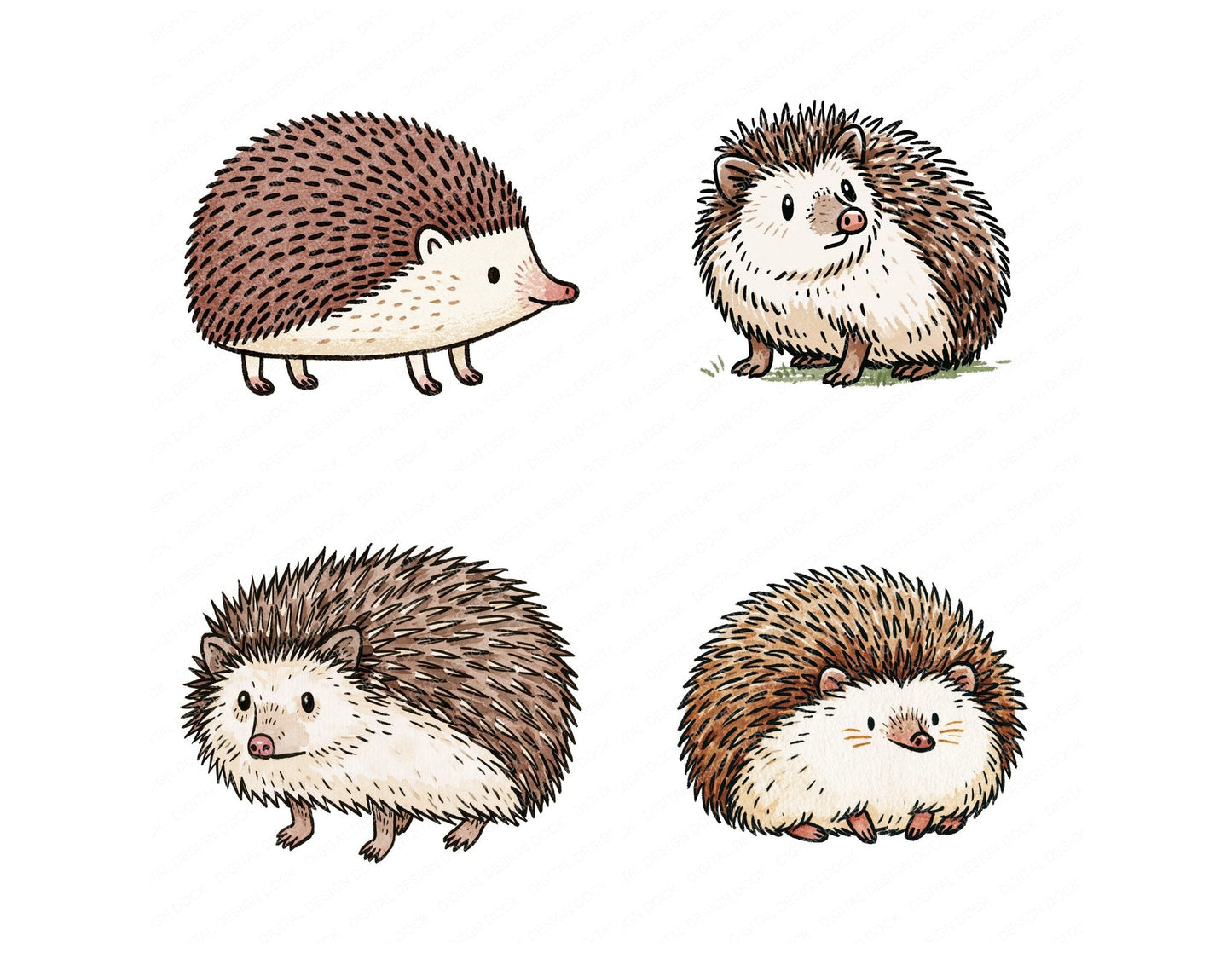 Stylised European Hedgehog Clipart Set (DDD014530)