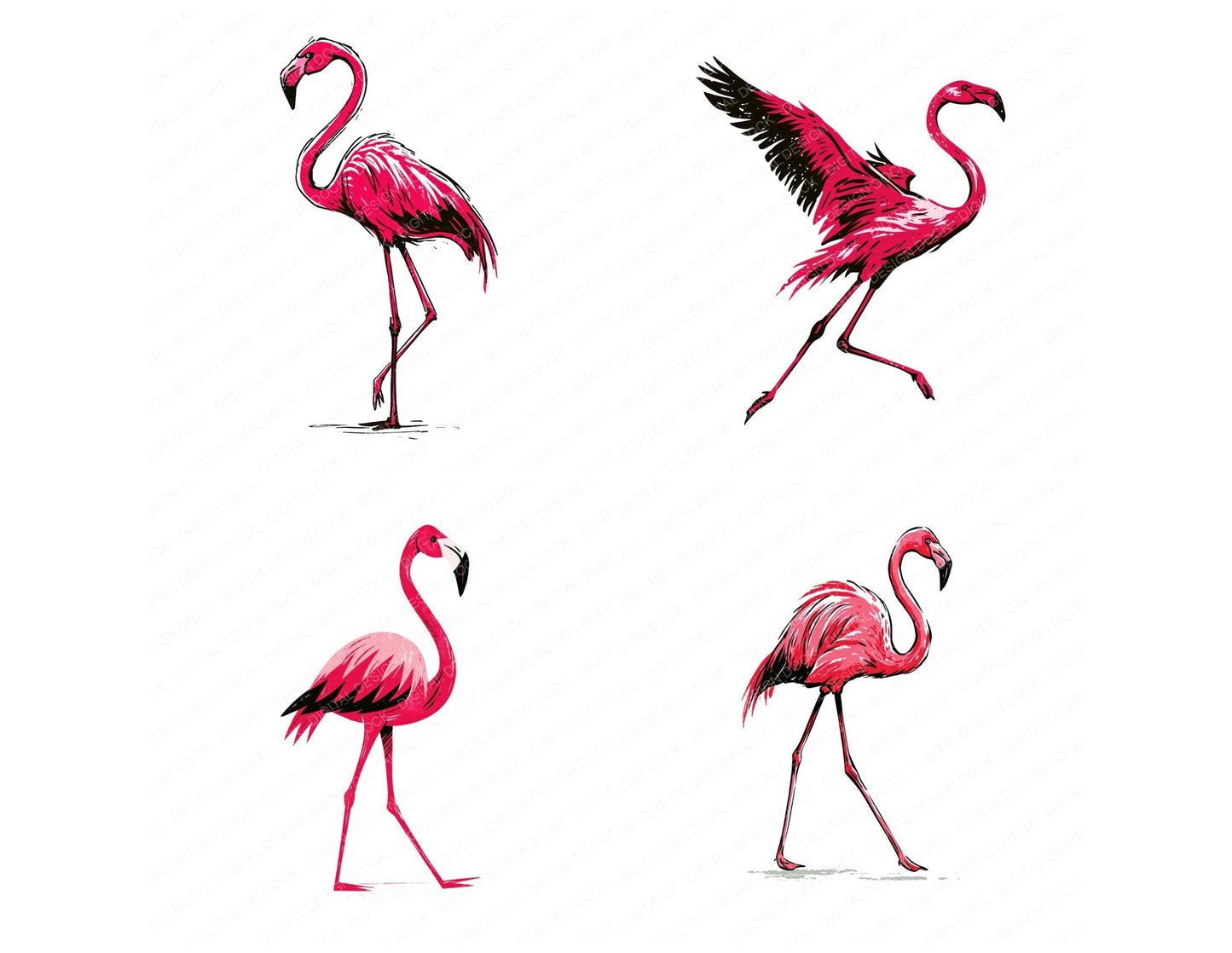Stylised Flamingo Clipart Set (DDD014531)