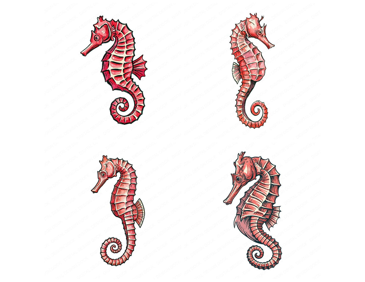 Stylised Seahorse Clipart Set (DDD014539)