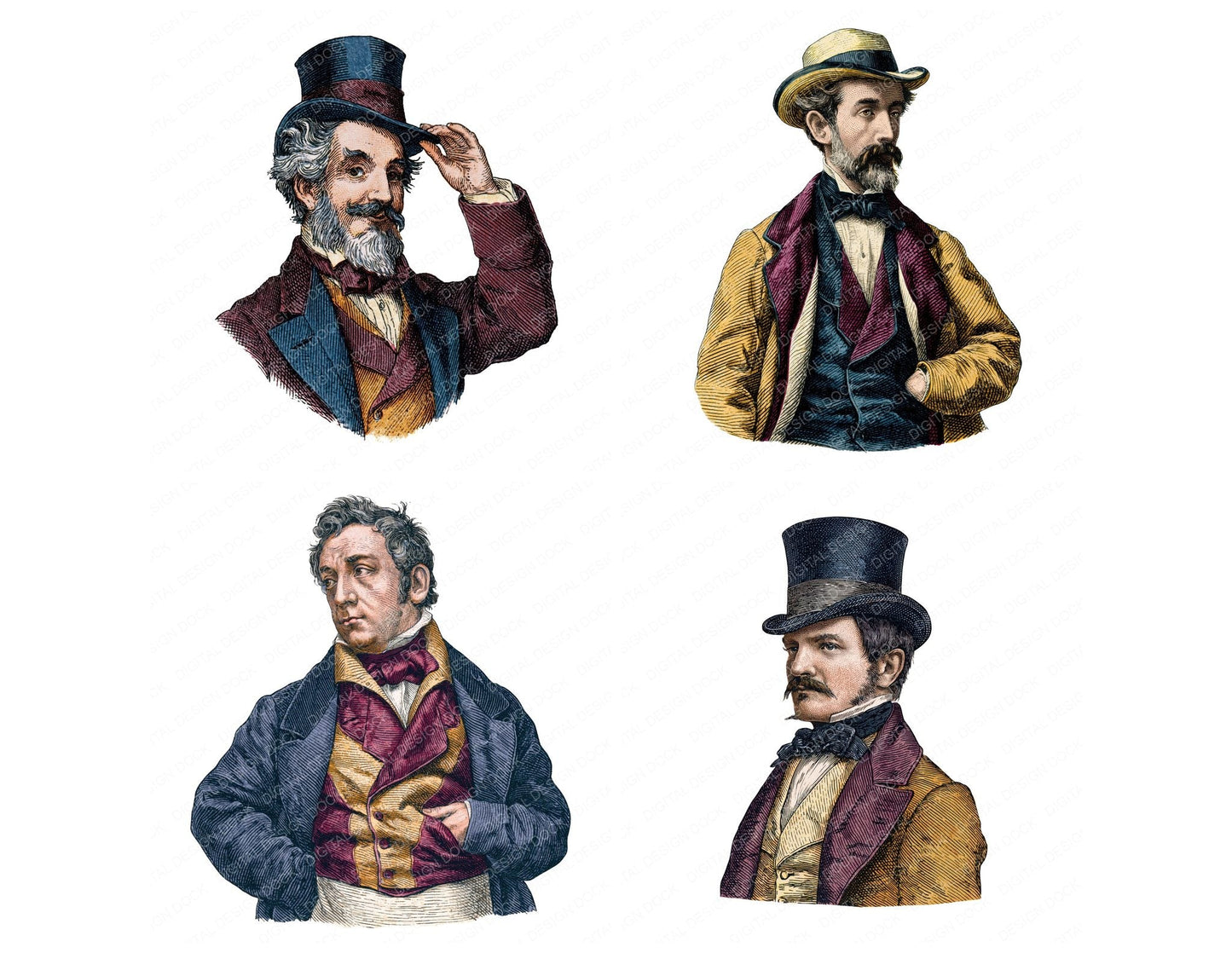 Vintage Victorian Gentleman Clipart Set (DDD014544)