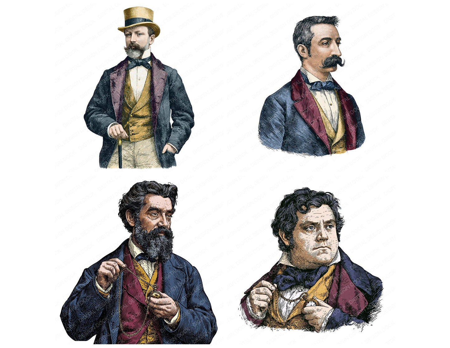 Vintage Victorian Gentleman Clipart Set (DDD014544)