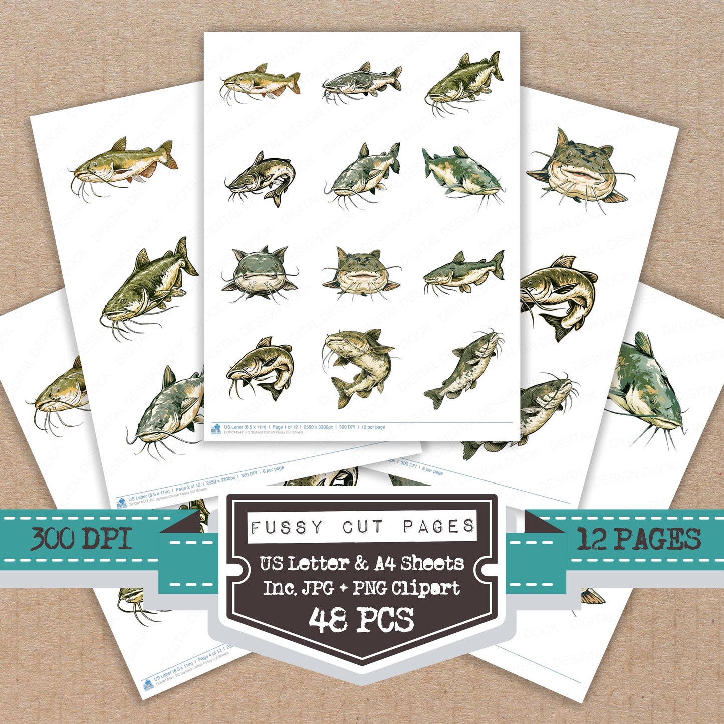 Stylised Catfish Fussy Cut Sheets (DDD014547)