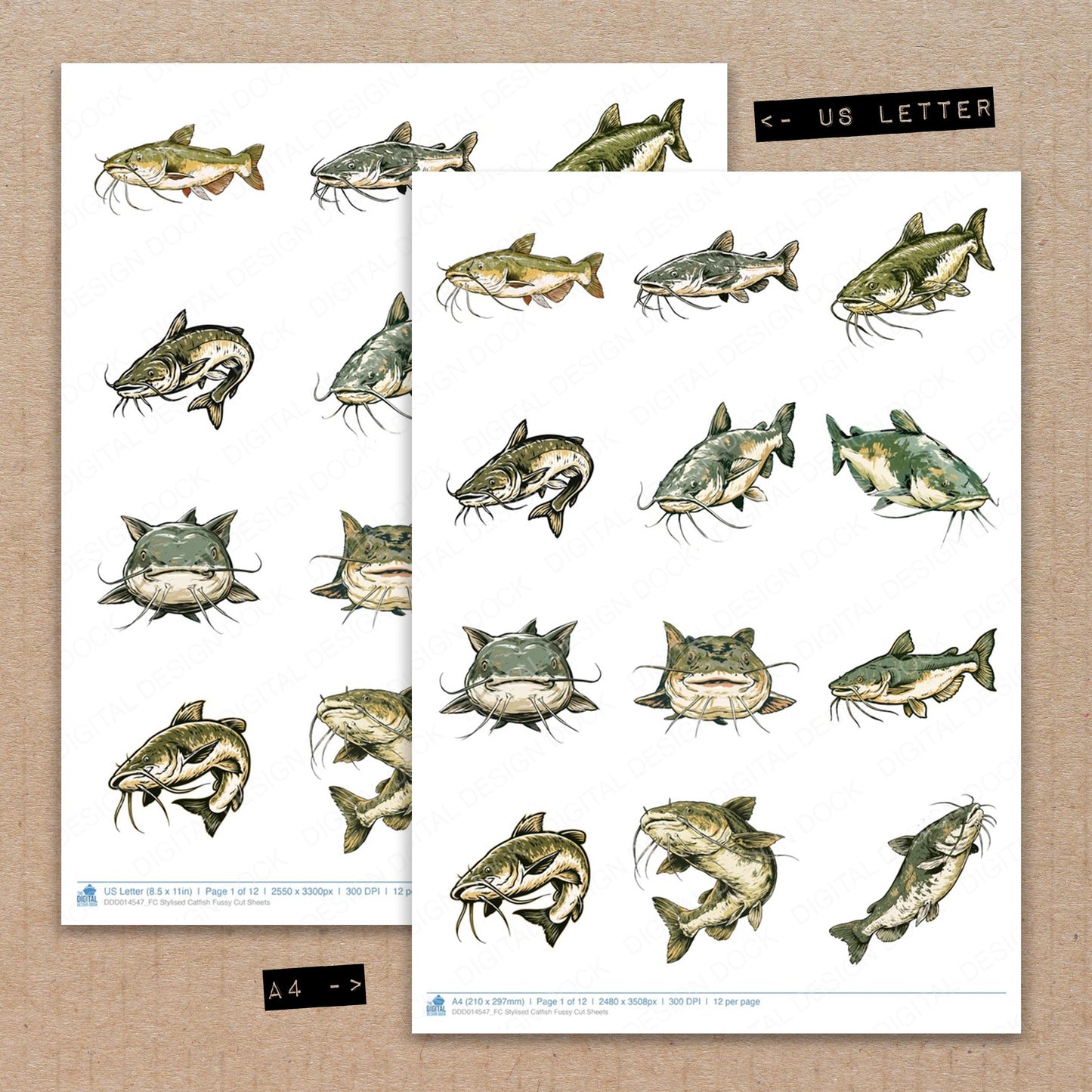 Stylised Catfish Fussy Cut Sheets (DDD014547)