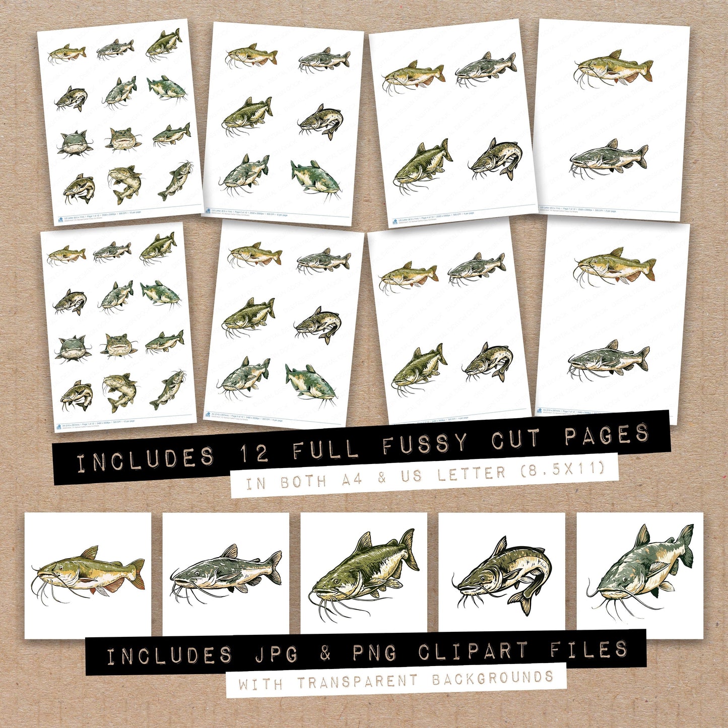 Stylised Catfish Fussy Cut Sheets (DDD014547)