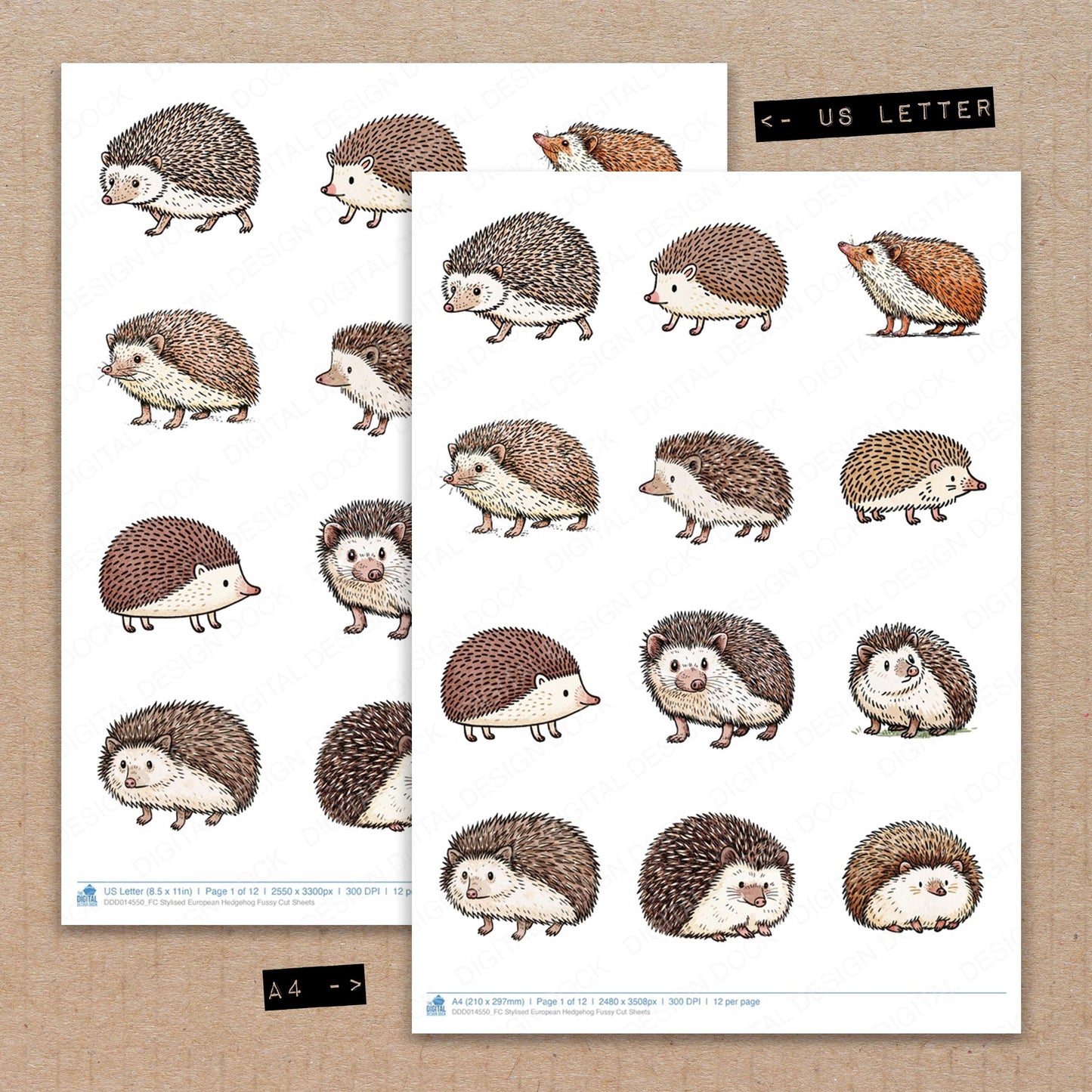 Stylised European Hedgehog Fussy Cut Sheets (DDD014550)