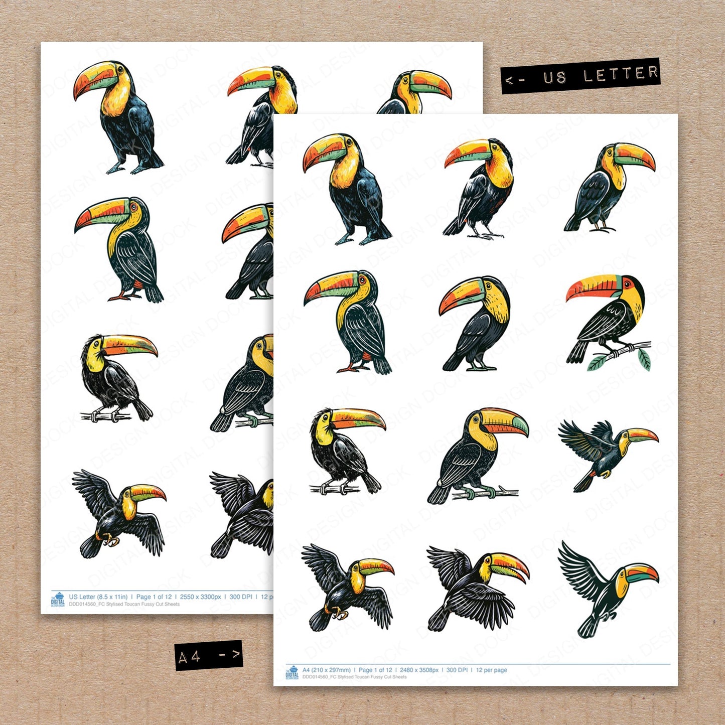 Stylised Toucan Fussy Cut Sheets (DDD014560)