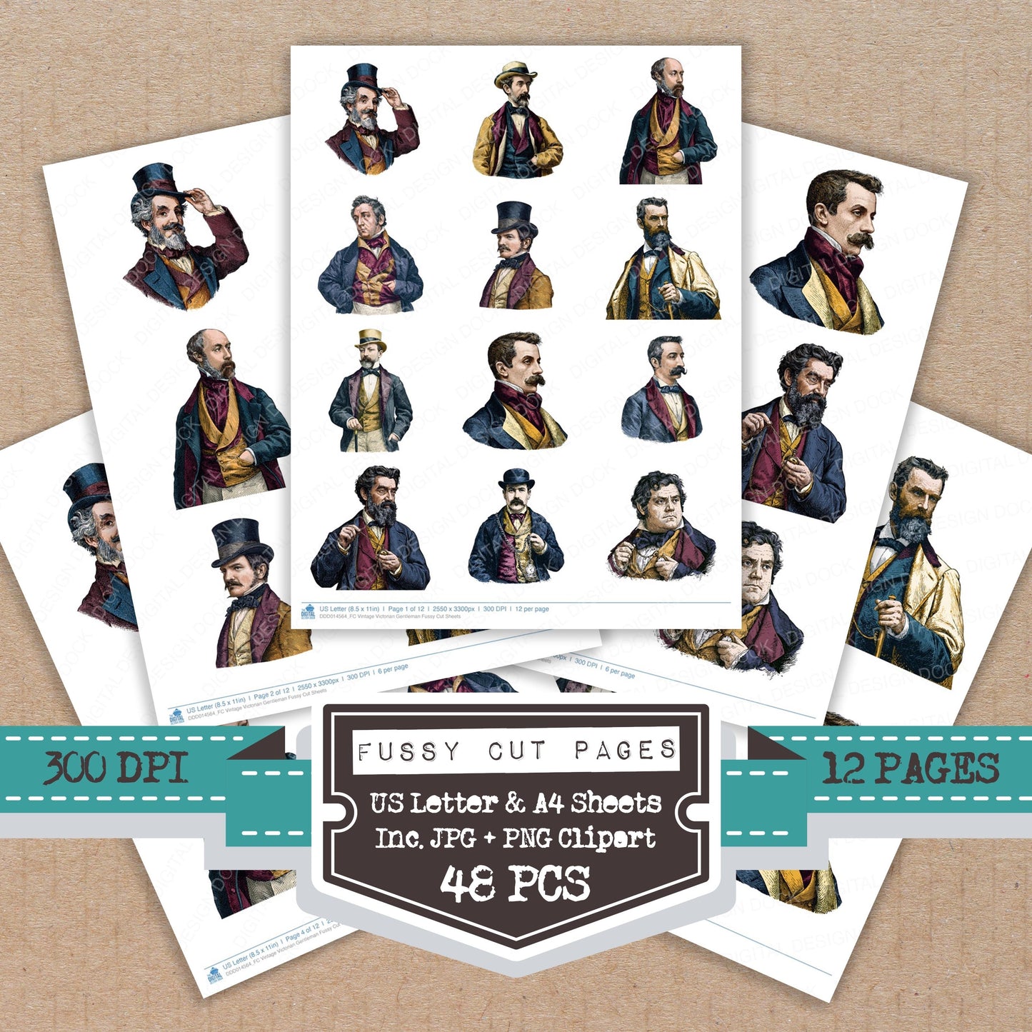 Vintage Victorian Gentleman Fussy Cut Sheets (DDD014564)
