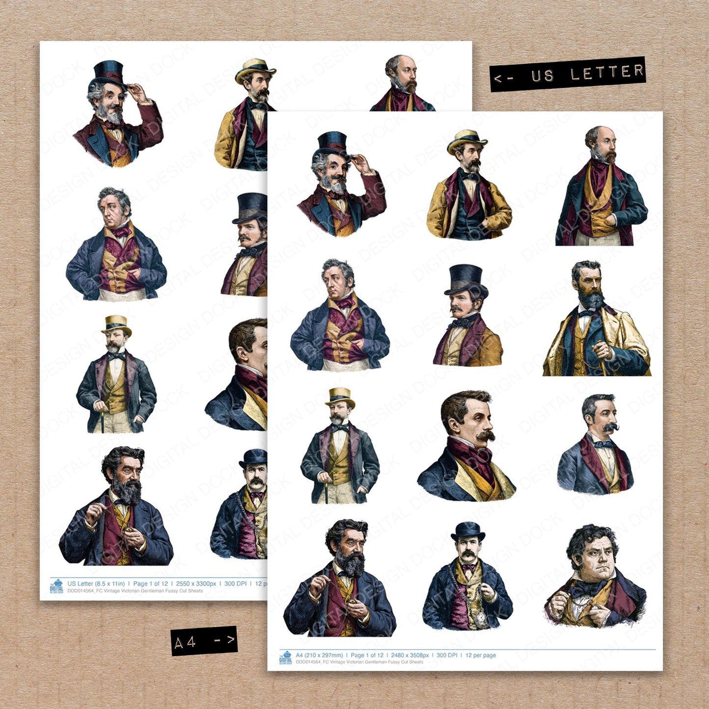 Vintage Victorian Gentleman Fussy Cut Sheets (DDD014564)