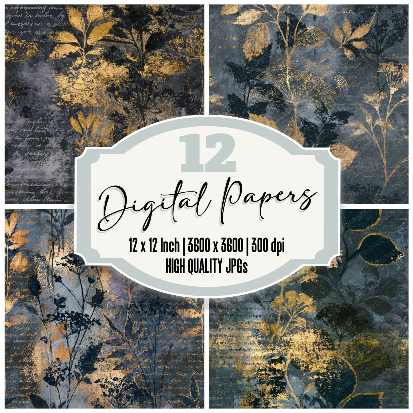 Impressionist Kitchen Garden Slate Seamless Digital Paper Pack (DDD014569)