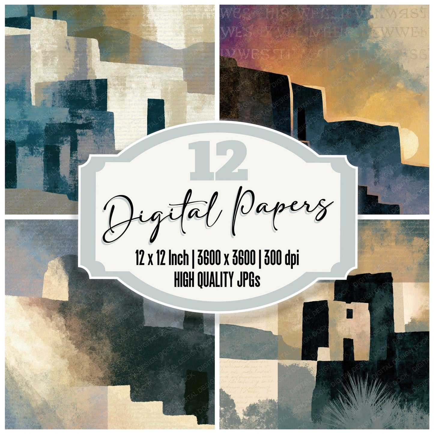 Infrared Pueblo Graphite Cream Digital Paper Pack (DDD014571)
