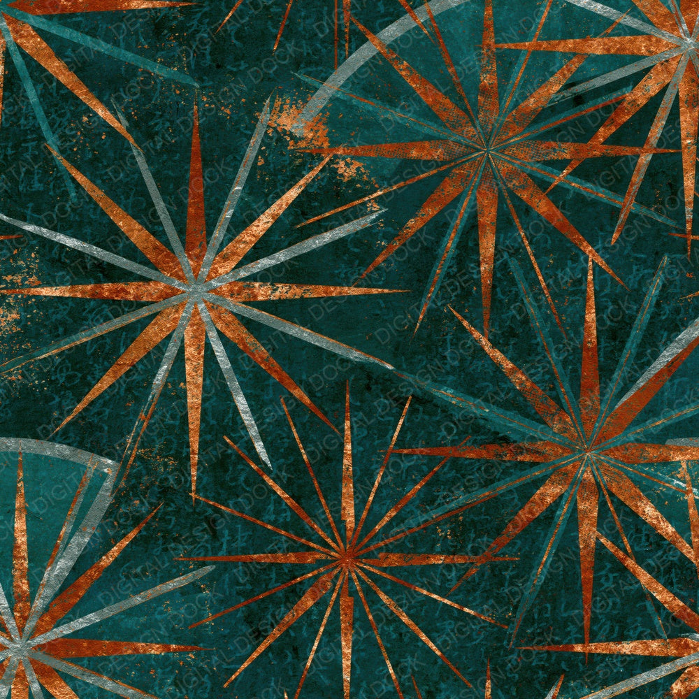 Letterpress Compass Rose Jade Copper Digital Paper Pack (DDD014572)