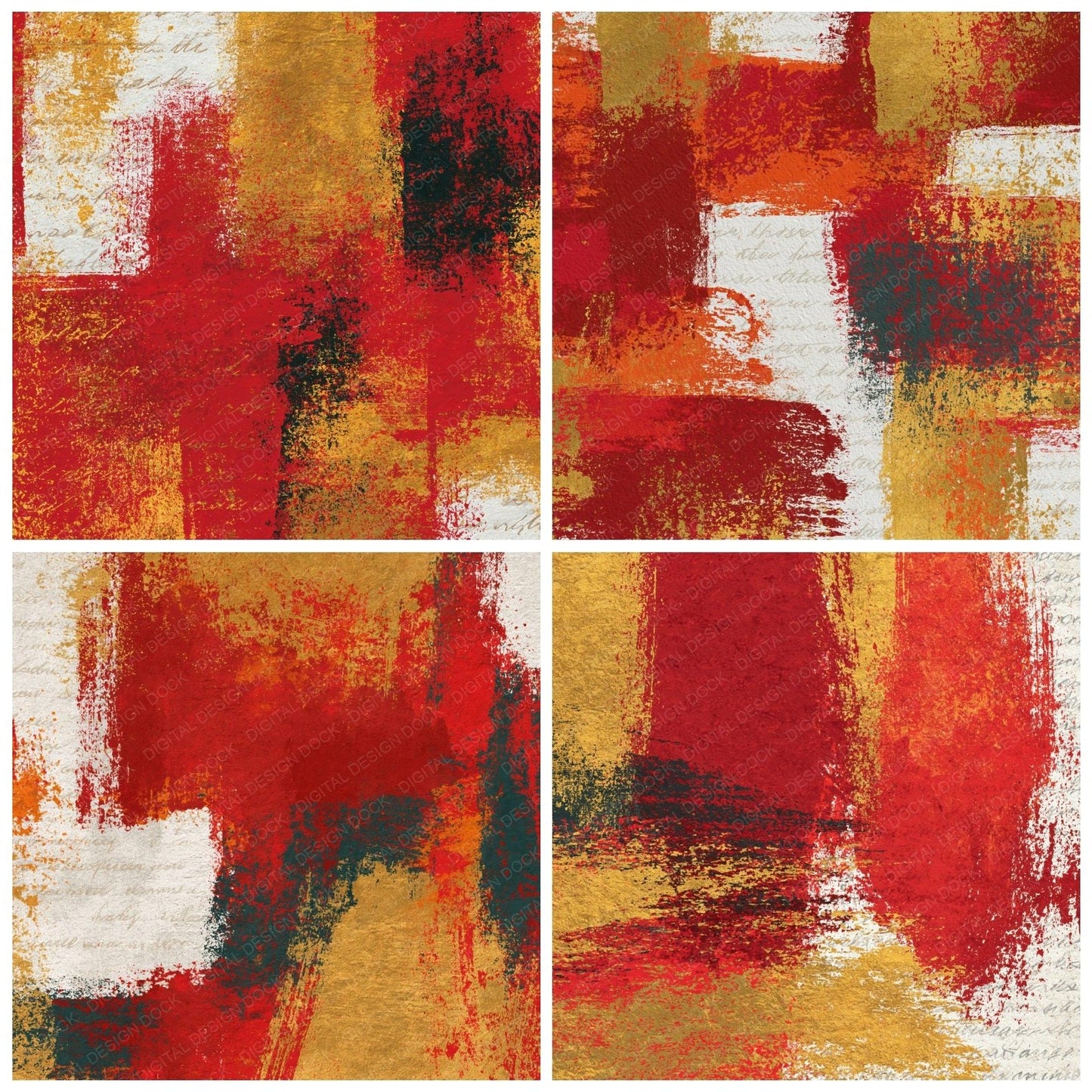 Maximalist Circus Red Gold Abstract Digital Paper Pack (DDD014574)