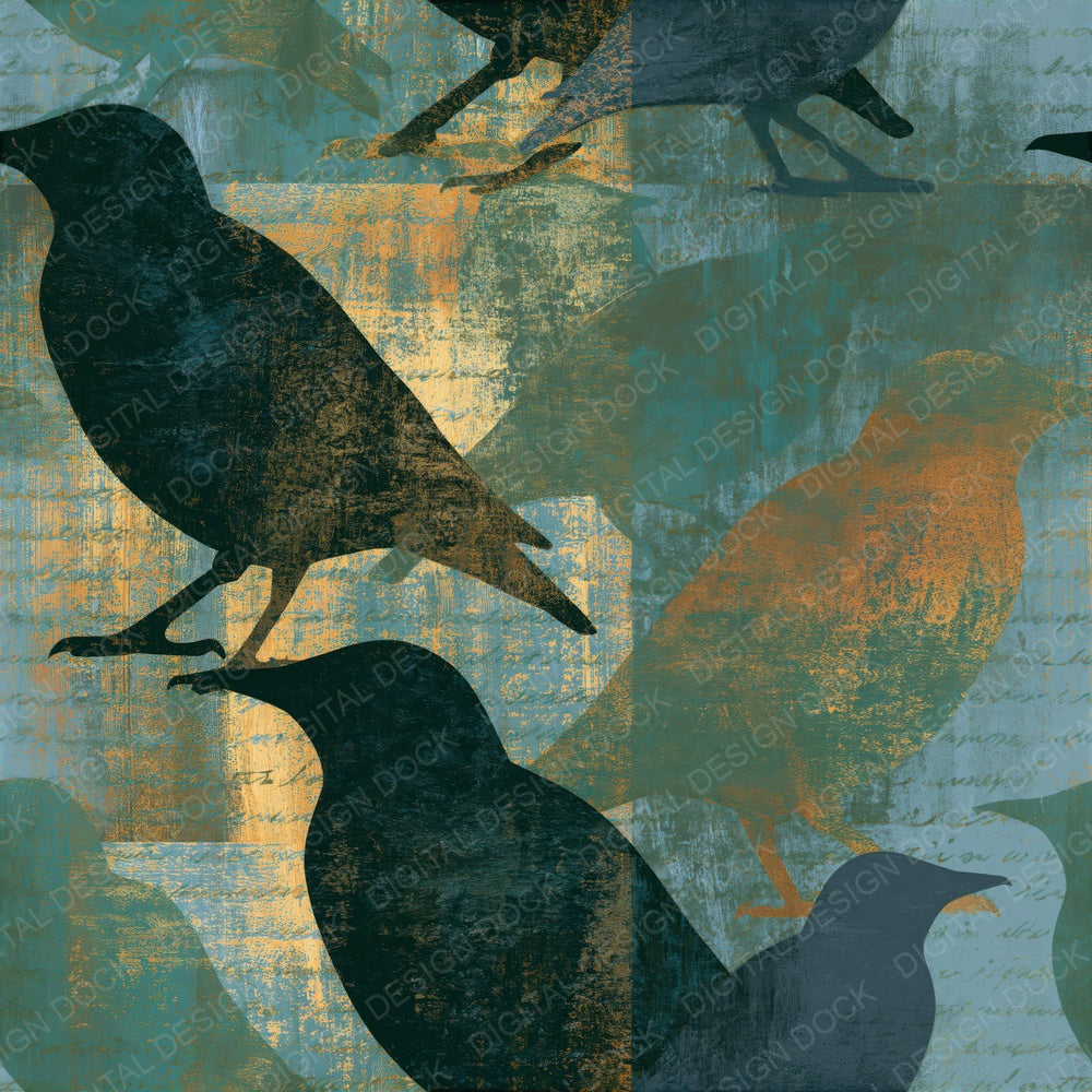 Monoprint Starlings Adobe Sage Seamless Digital Paper Pack (DDD014576)