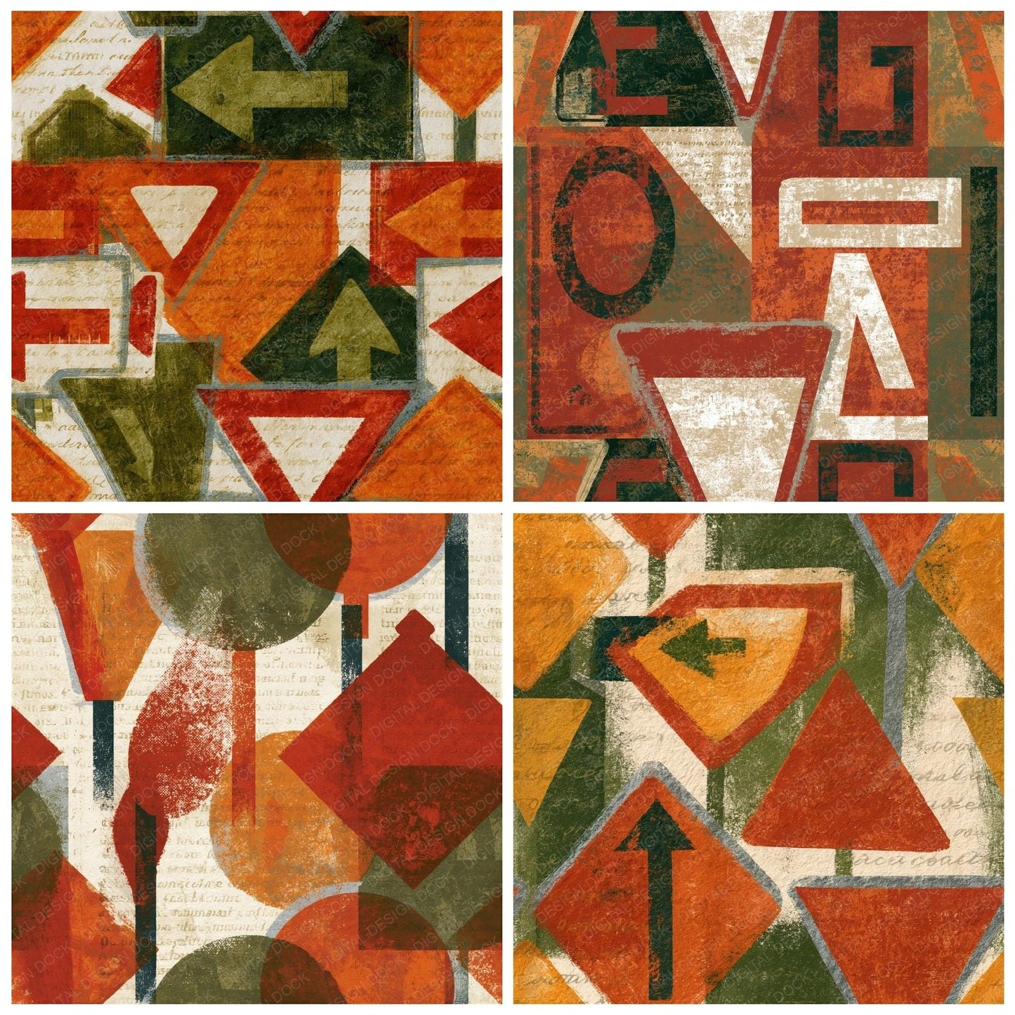 Naturalist Roadside Signs Terracotta Seamless Digital Paper Pack (DDD014578)