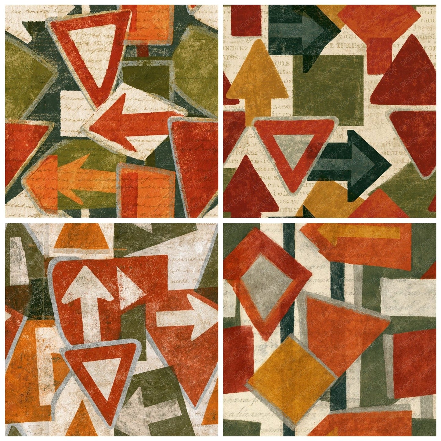 Naturalist Roadside Signs Terracotta Seamless Digital Paper Pack (DDD014578)