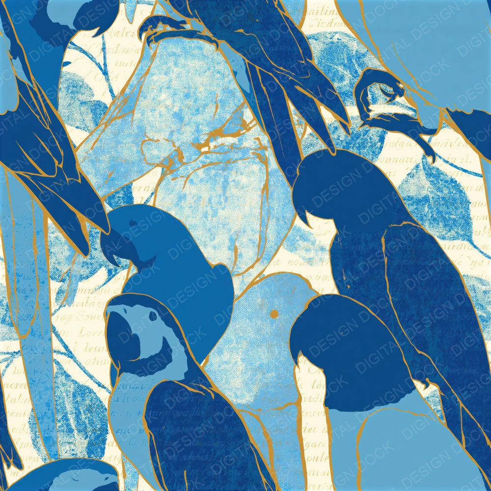 Pop Art Parrots Sapphire Seamless Digital Paper Pack (DDD014579)