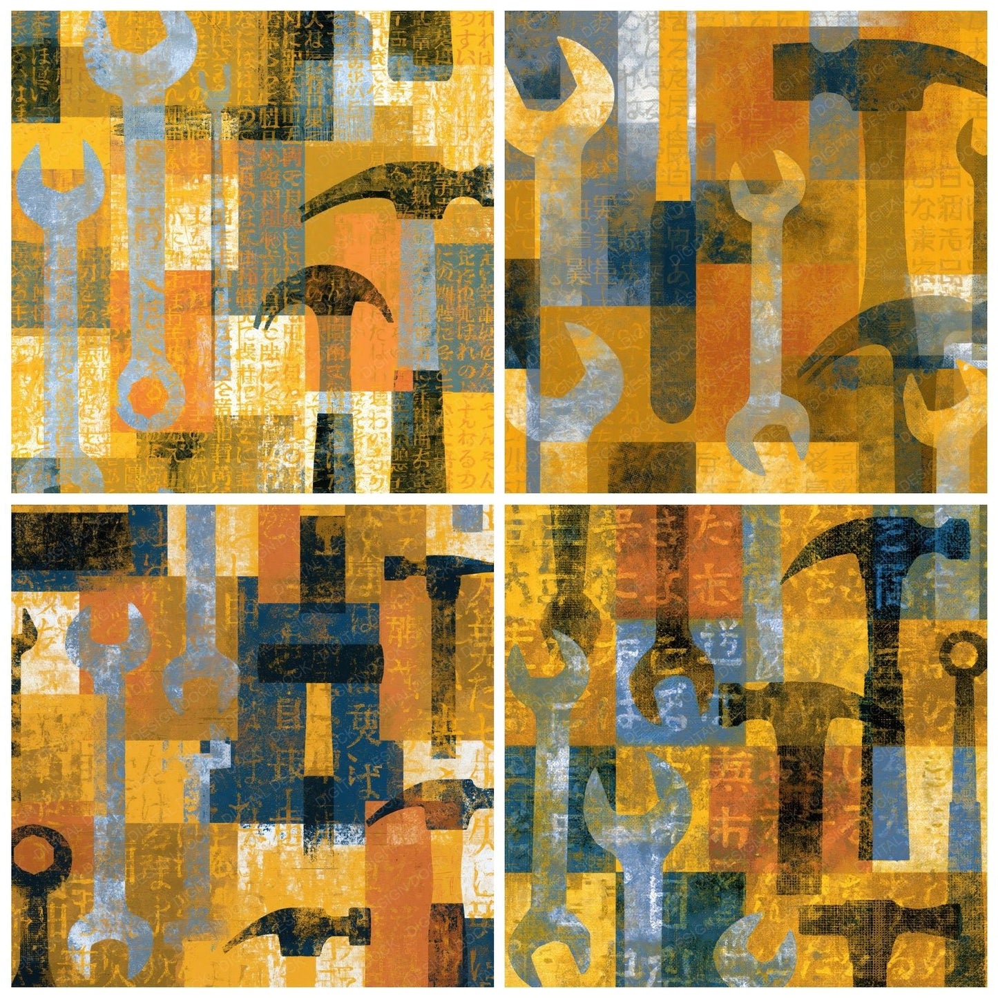 Pop Art Tools Wheat Gold Digital Paper Pack (DDD014580)
