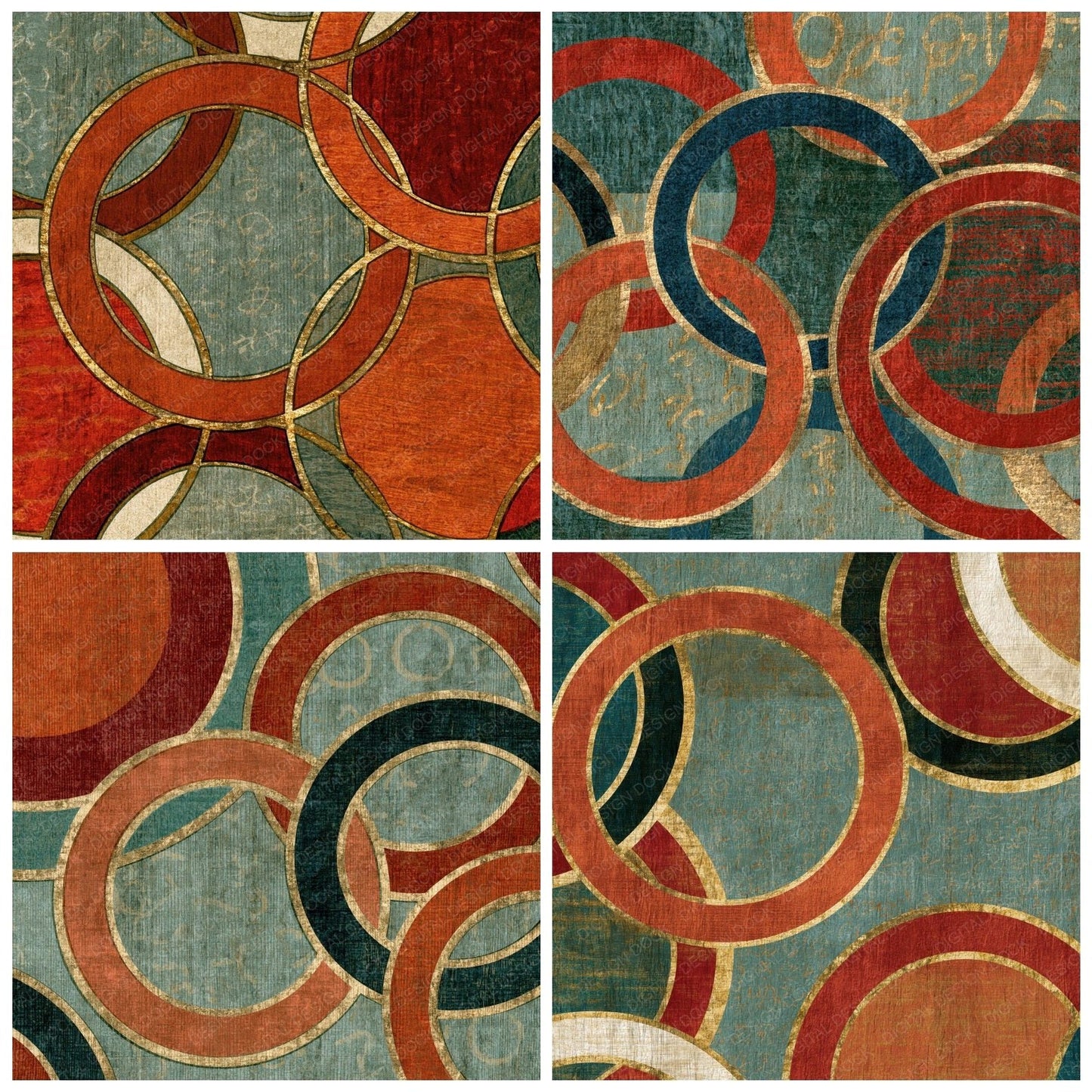 Ukiyo-e Olympic Rings Terracotta Sage Digital Paper Pack (DDD014581)