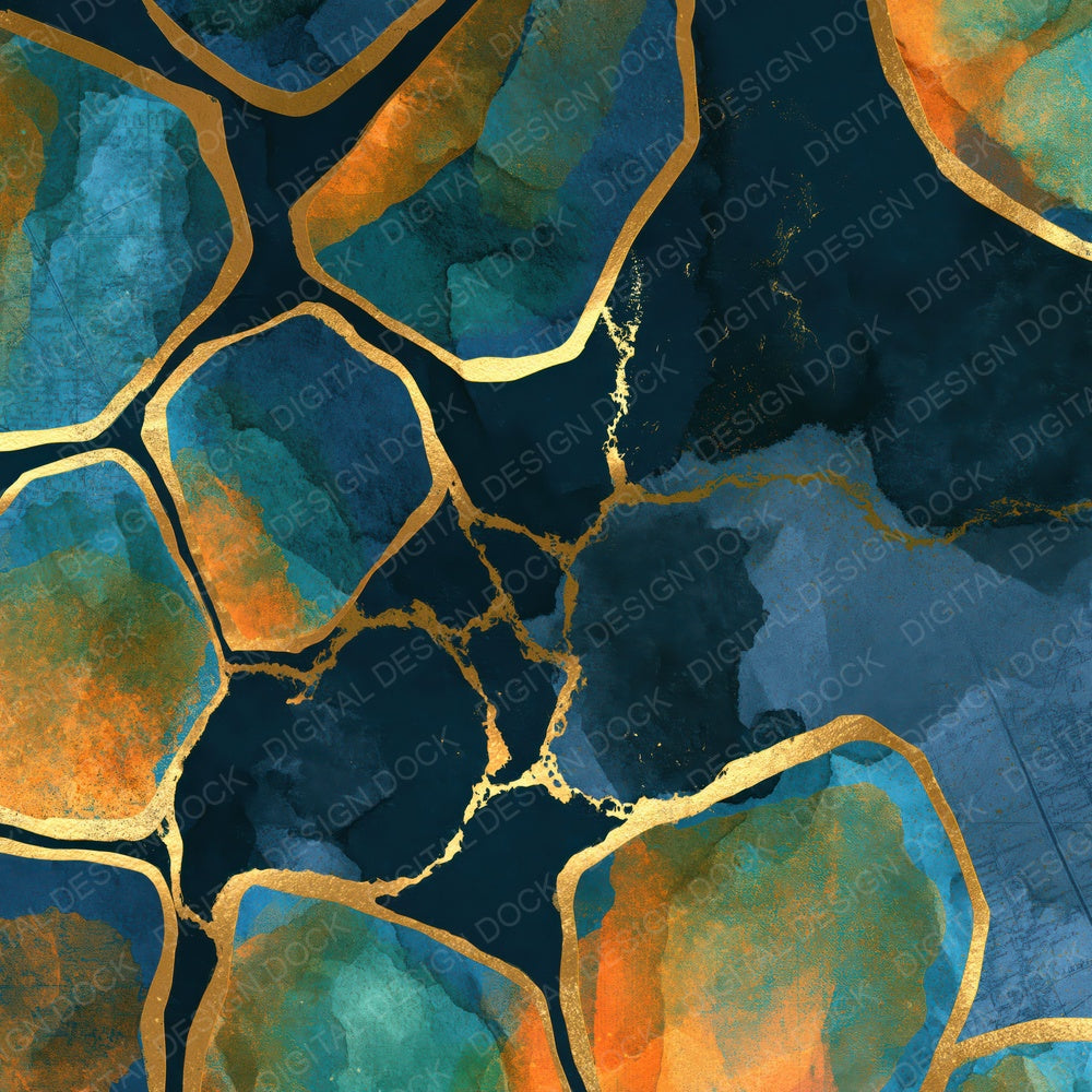 Watercolour Peridot Tangerine Turquoise Digital Paper Pack (DDD014583)