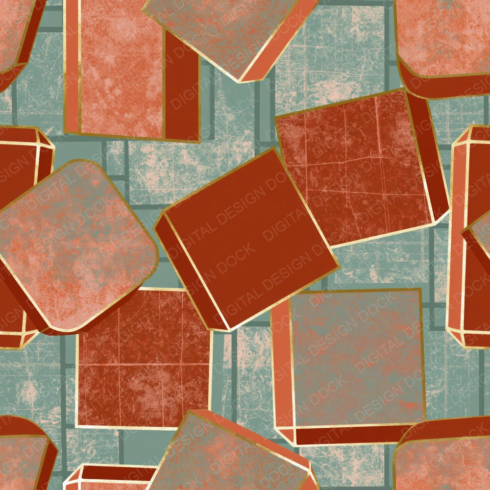 Bauhaus Pillboxes Terracotta Sage Digital Paper Pack (DDD014586)