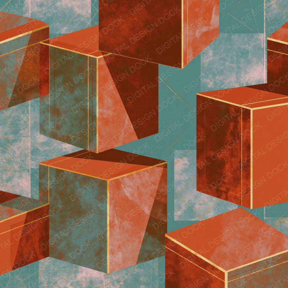 Bauhaus Pillboxes Terracotta Sage Digital Paper Pack (DDD014586)