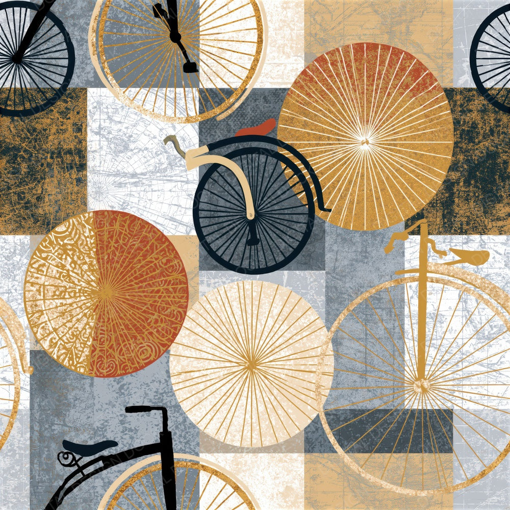 Folk Art Penny Farthings Biscuit Seamless Digital Paper Pack (DDD014589)