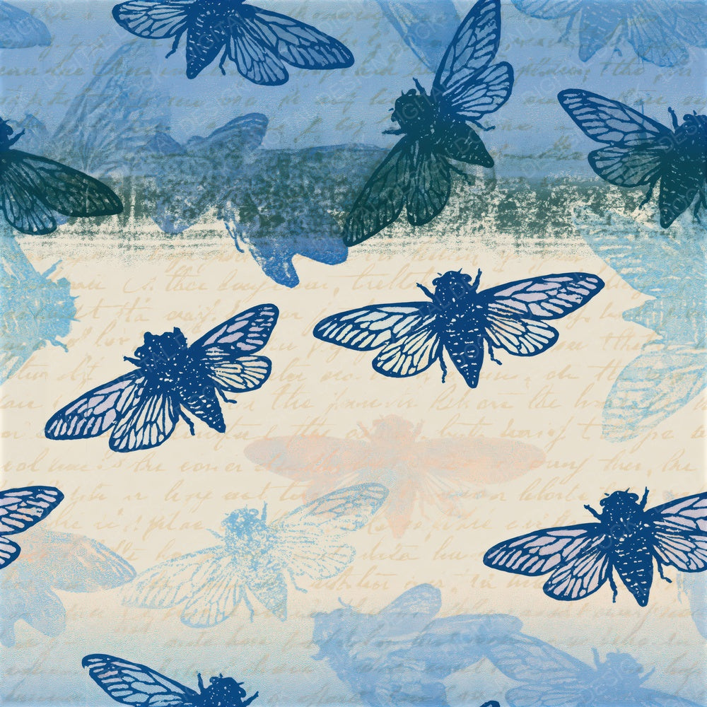 Letterpress Cicadas Navy Bone Seamless Digital Paper Pack (DDD014595)
